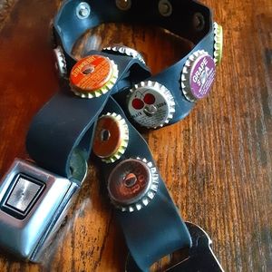 Handmade Bottlecap Seatbelt Buckle Belt